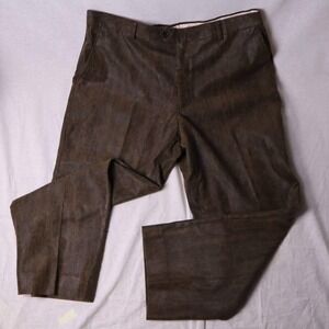 Giorgio Armani Le Collezioni Brown Coated Corduroy Pants Mens 38 Made in Italy